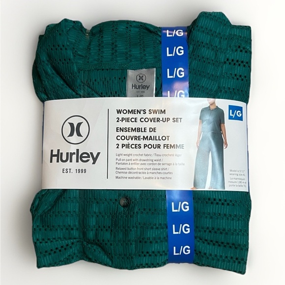 NWT Hurley Women's Green 2-Piece Swim Cover-Up Set sz L - Picture 1 of 5